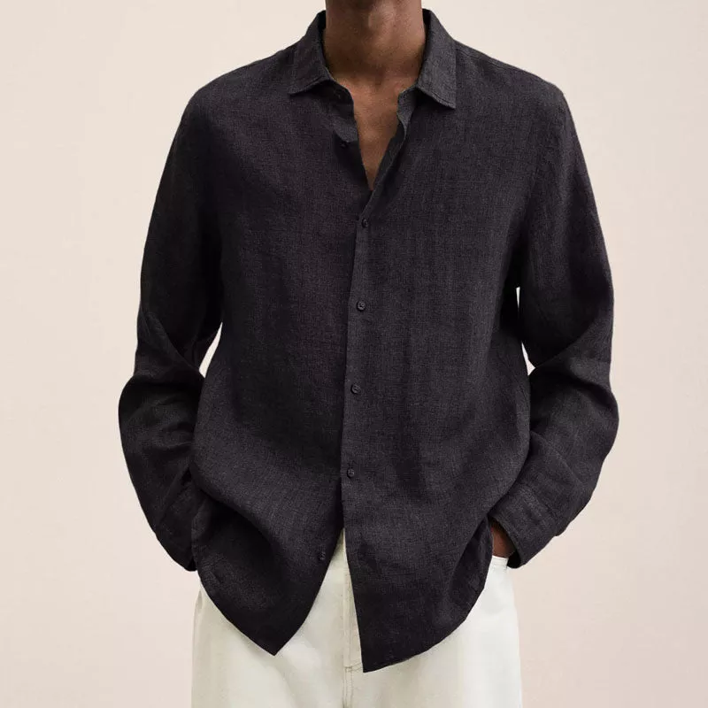 Chemise en Lin Casual avec Col Rabattu pour Homme – Élégance et Confort 8