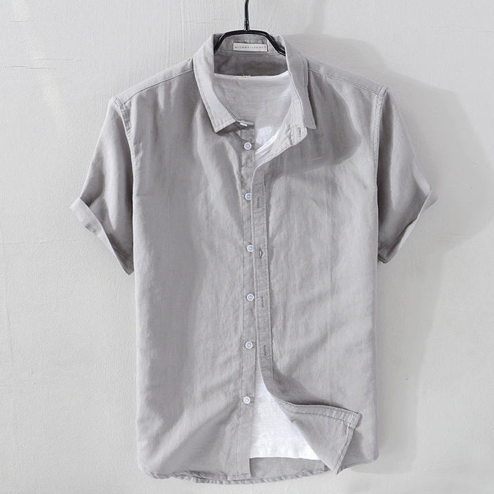 Chemise en Lin Décontractée avec Col Rabattu et Manches Courtes – Confort et Élégance 2