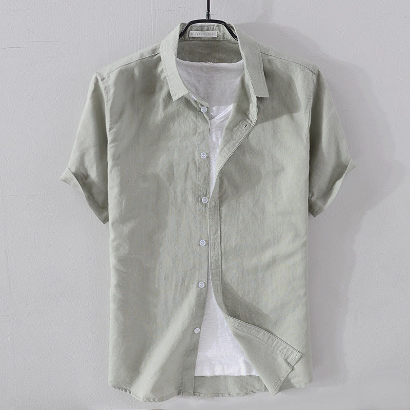 Chemise en Lin Décontractée avec Col Rabattu et Manches Courtes – Confort et Élégance 4