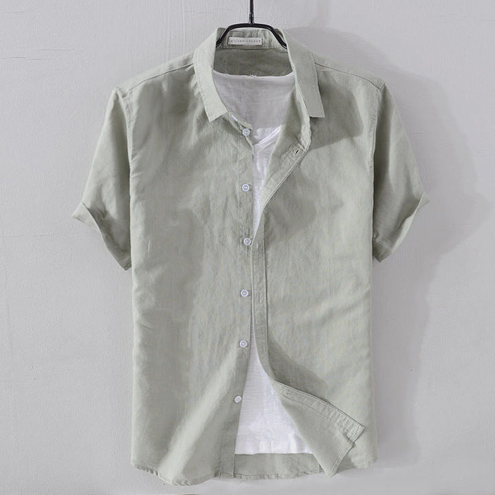 Chemise en Lin Décontractée avec Col Rabattu et Manches Courtes – Confort et Élégance 4