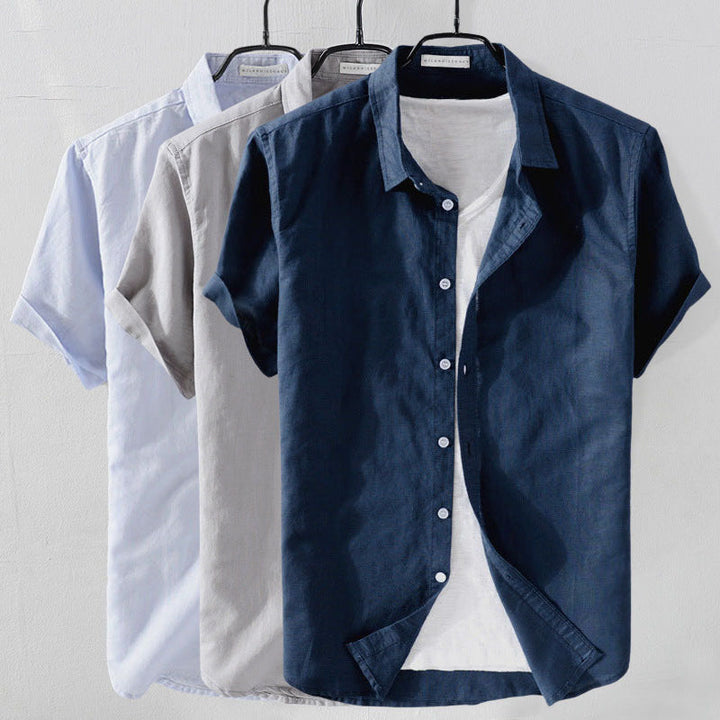 Chemise en Lin Décontractée avec Col Rabattu et Manches Courtes – Confort et Élégance 5