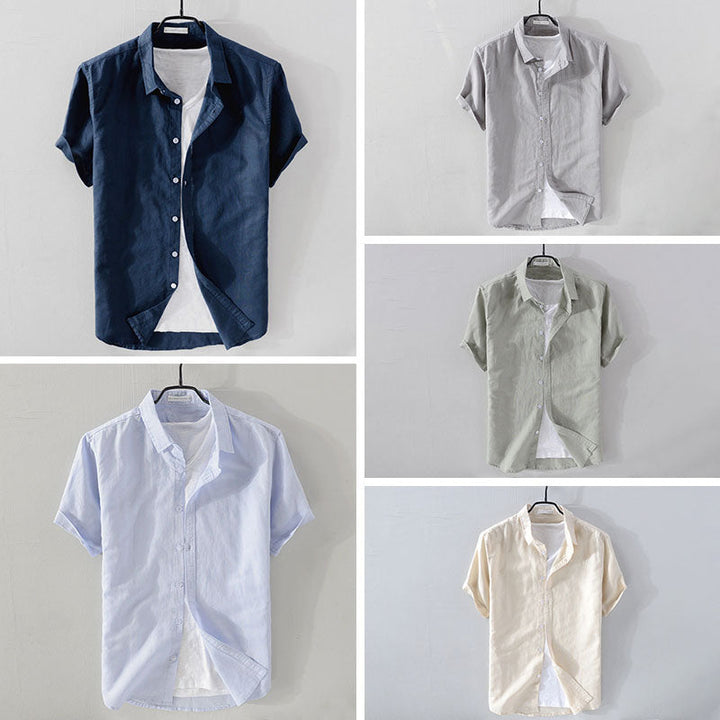 Chemise en Lin Décontractée avec Col Rabattu et Manches Courtes – Confort et Élégance 6