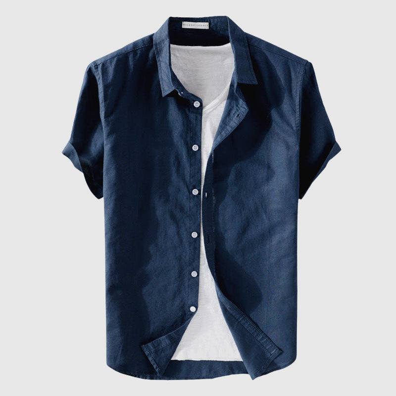 Chemise en Lin Décontractée avec Col Rabattu et Manches Courtes – Confort et Élégance 7