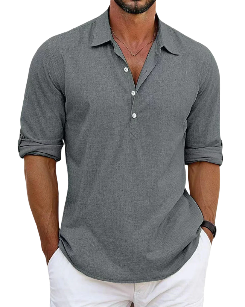 Chemise en Lin Homme Blanche Ajustée - Élégante et Confortable pour Toutes Occasions 1