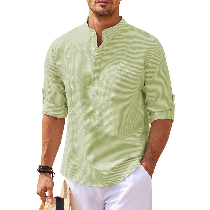 Chemise en Lin Homme Henley à Manches Longues - Confort et Élégance, 100% Lin Respirant, Disponible en Plusieurs Couleurs 1