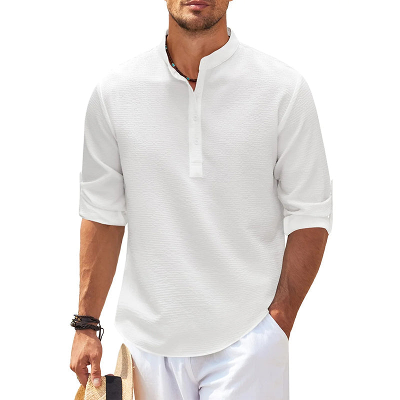 Chemise en Lin Homme Henley à Manches Longues - Confort et Élégance, 100% Lin Respirant, Disponible en Plusieurs Couleurs 3
