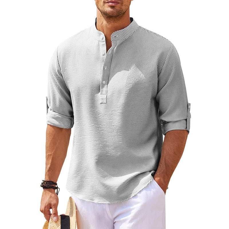 Chemise en Lin Homme Henley à Manches Longues - Confort et Élégance, 100% Lin Respirant, Disponible en Plusieurs Couleurs 4