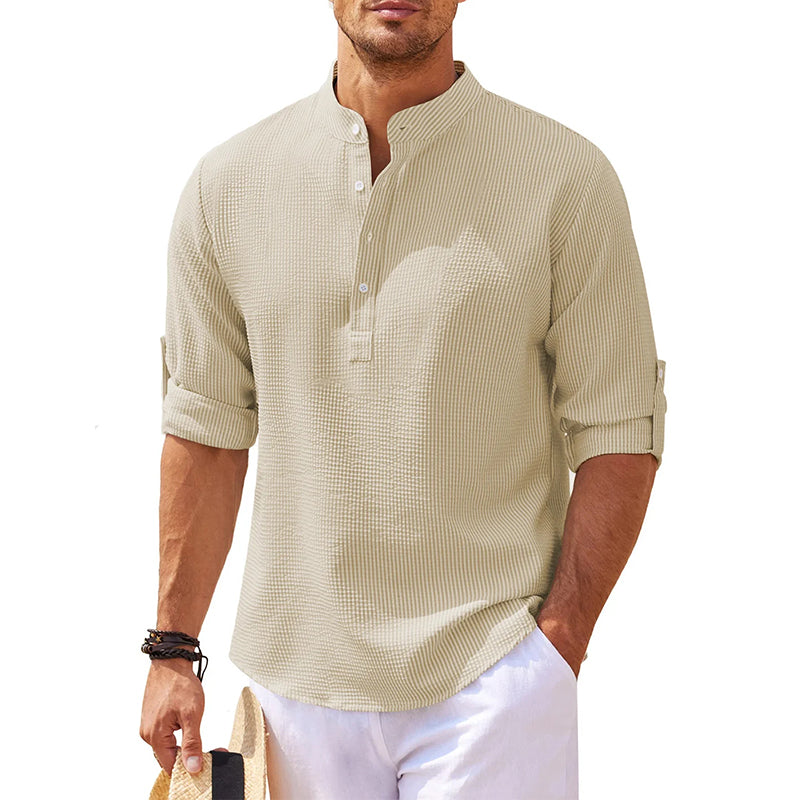 Chemise en Lin Homme Henley à Manches Longues - Confort et Élégance, 100% Lin Respirant, Disponible en Plusieurs Couleurs 6