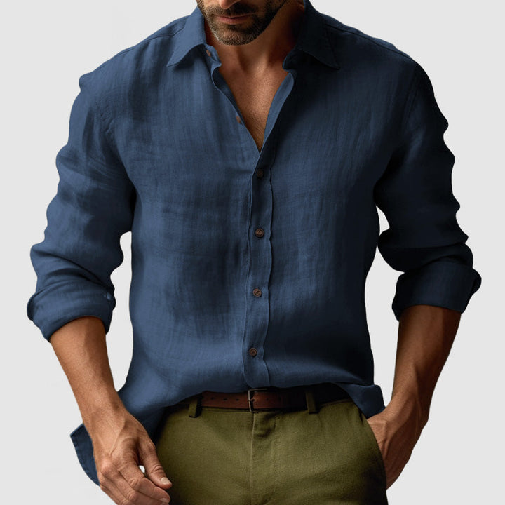 Chemise en Lin Homme Vintage à Manches Longues - Élégance et Confort, Coupe Décontractée, Disponible en Plusieurs Couleurs 10