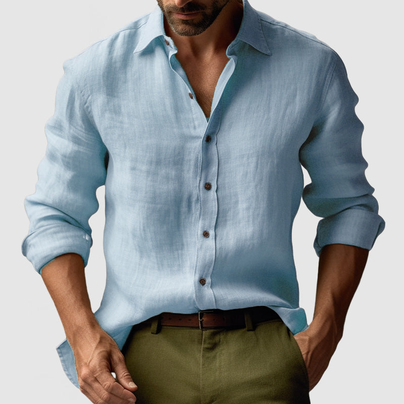 Chemise en Lin Homme Vintage à Manches Longues - Élégance et Confort, Coupe Décontractée, Disponible en Plusieurs Couleurs 4