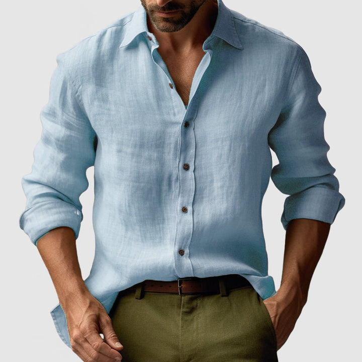 Chemise en Lin Homme Vintage à Manches Longues - Élégance et Confort, Coupe Décontractée, Disponible en Plusieurs Couleurs 4