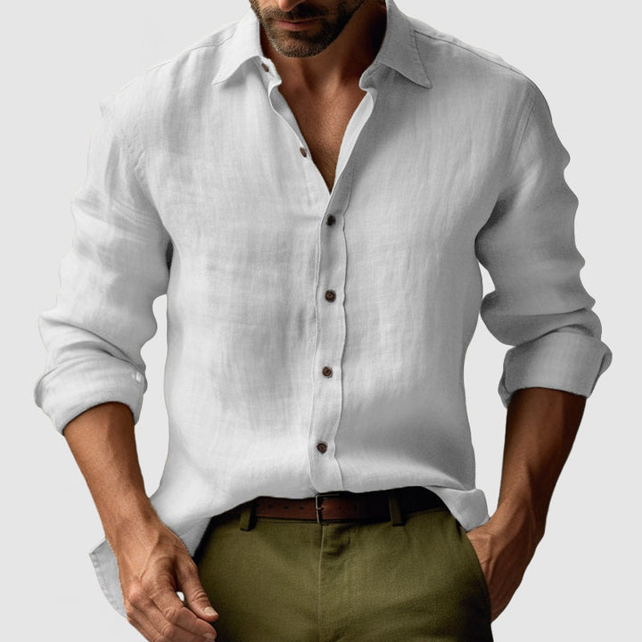 Chemise en Lin Homme Vintage à Manches Longues - Élégance et Confort, Coupe Décontractée, Disponible en Plusieurs Couleurs 5