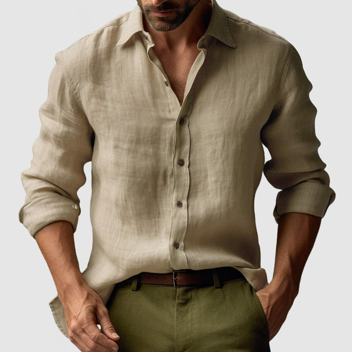 Chemise en Lin Homme Vintage à Manches Longues - Élégance et Confort, Coupe Décontractée, Disponible en Plusieurs Couleurs 7