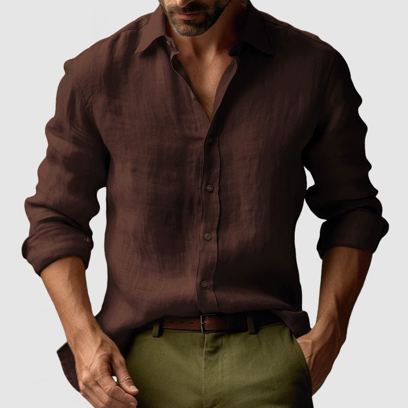 Chemise en Lin Homme Vintage à Manches Longues - Élégance et Confort, Coupe Décontractée, Disponible en Plusieurs Couleurs 8