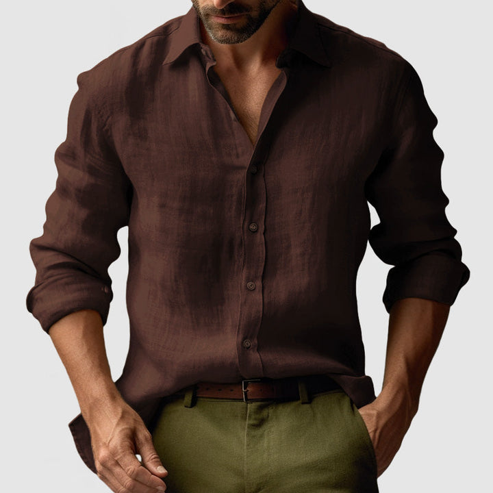 Chemise en Lin Homme Vintage à Manches Longues - Élégance et Confort, Coupe Décontractée, Disponible en Plusieurs Couleurs 8