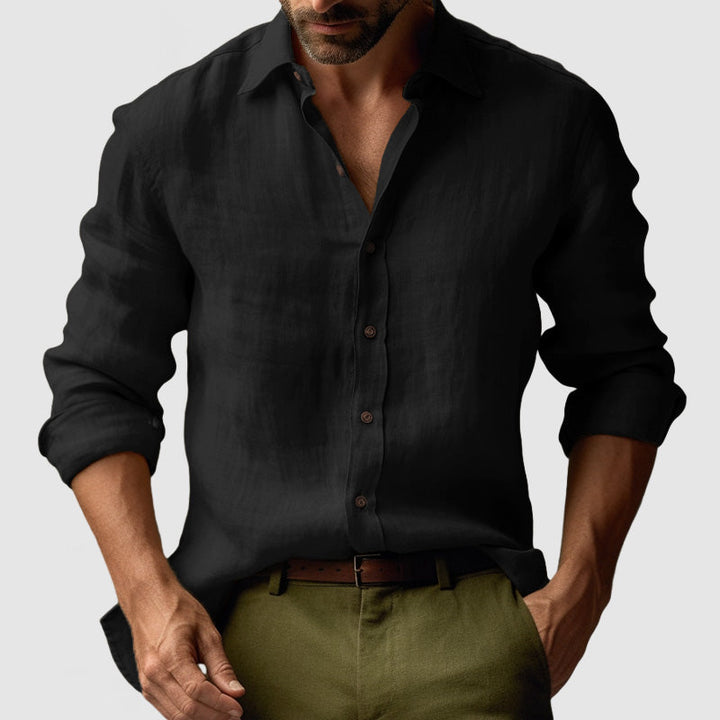 Chemise en Lin Homme Vintage à Manches Longues - Élégance et Confort, Coupe Décontractée, Disponible en Plusieurs Couleurs 9
