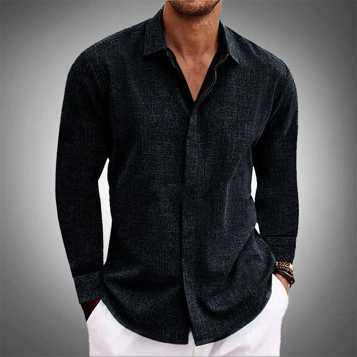 Chemise en Lin Homme de Luxe à Manches Longues – Confort et Élégance en Mélange Coton-Lin 1