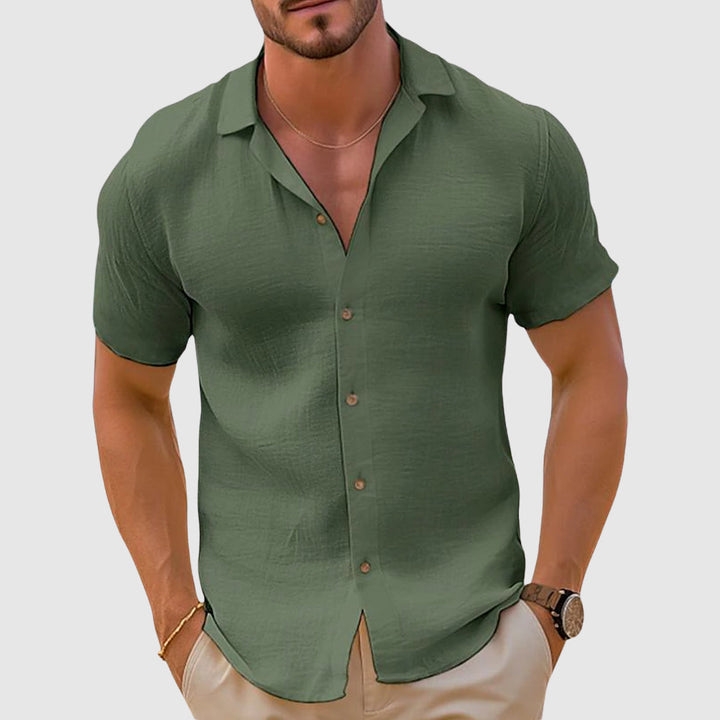 Chemise en Lin à Manches Courtes pour Homme en Mélange de Coton – Confort et Élégance, Coupe Ample, Lavable en Machine 4