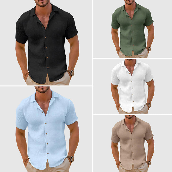 Chemise en Lin à Manches Courtes pour Homme en Mélange de Coton – Confort et Élégance, Coupe Ample, Lavable en Machine 5