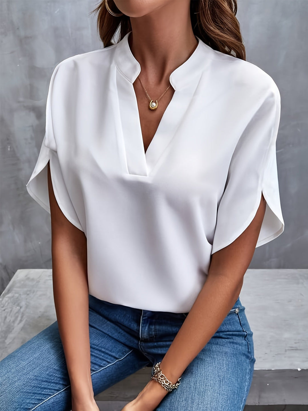 Chemisier Femme Léger en Coton Écologique – Blouse Chic Blanche Idéale Printemps Été 2