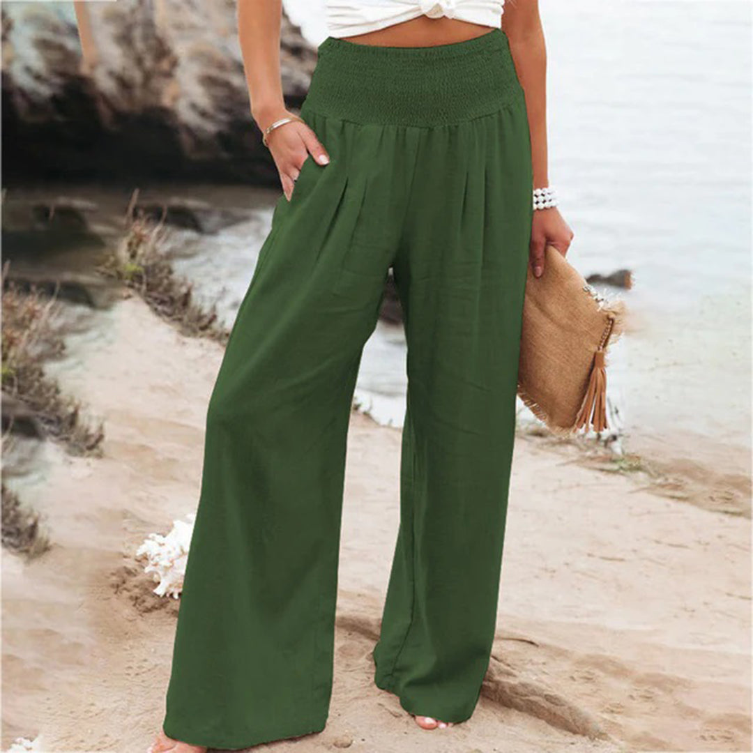 Variant image for Pantalon d'été Femme à Jambes Larges en Polyester – Élégant, Confortable et Pratique avec Poches-15