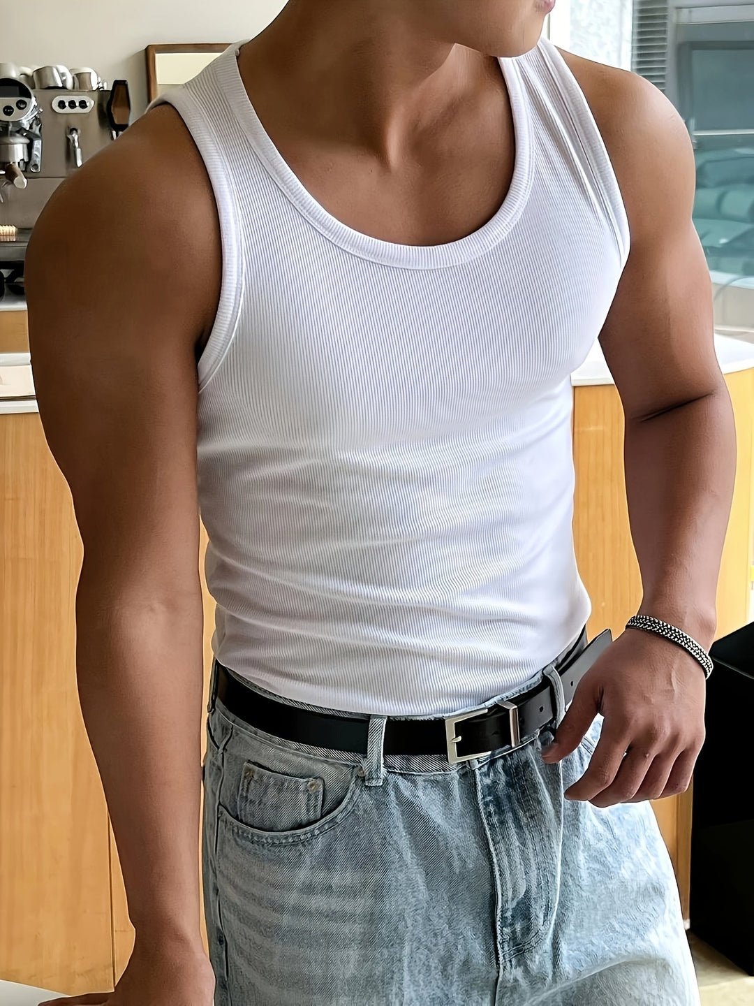 Débardeur d'été pour hommes en polyester respirant – Style décontracté et ajustement slim 0