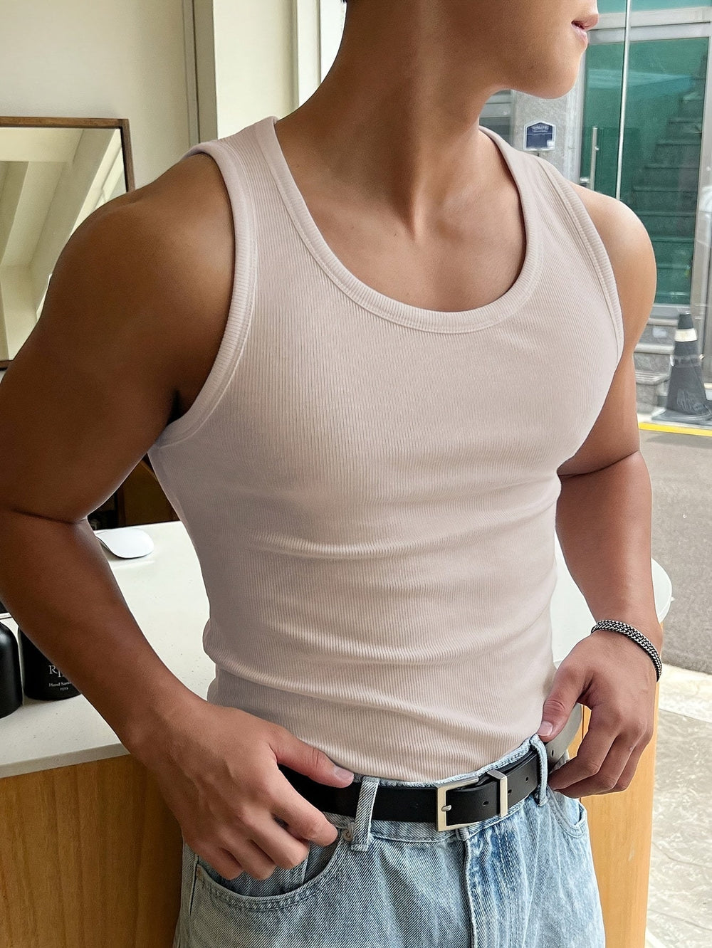 Débardeur d'été pour hommes en polyester respirant – Style décontracté et ajustement slim 1