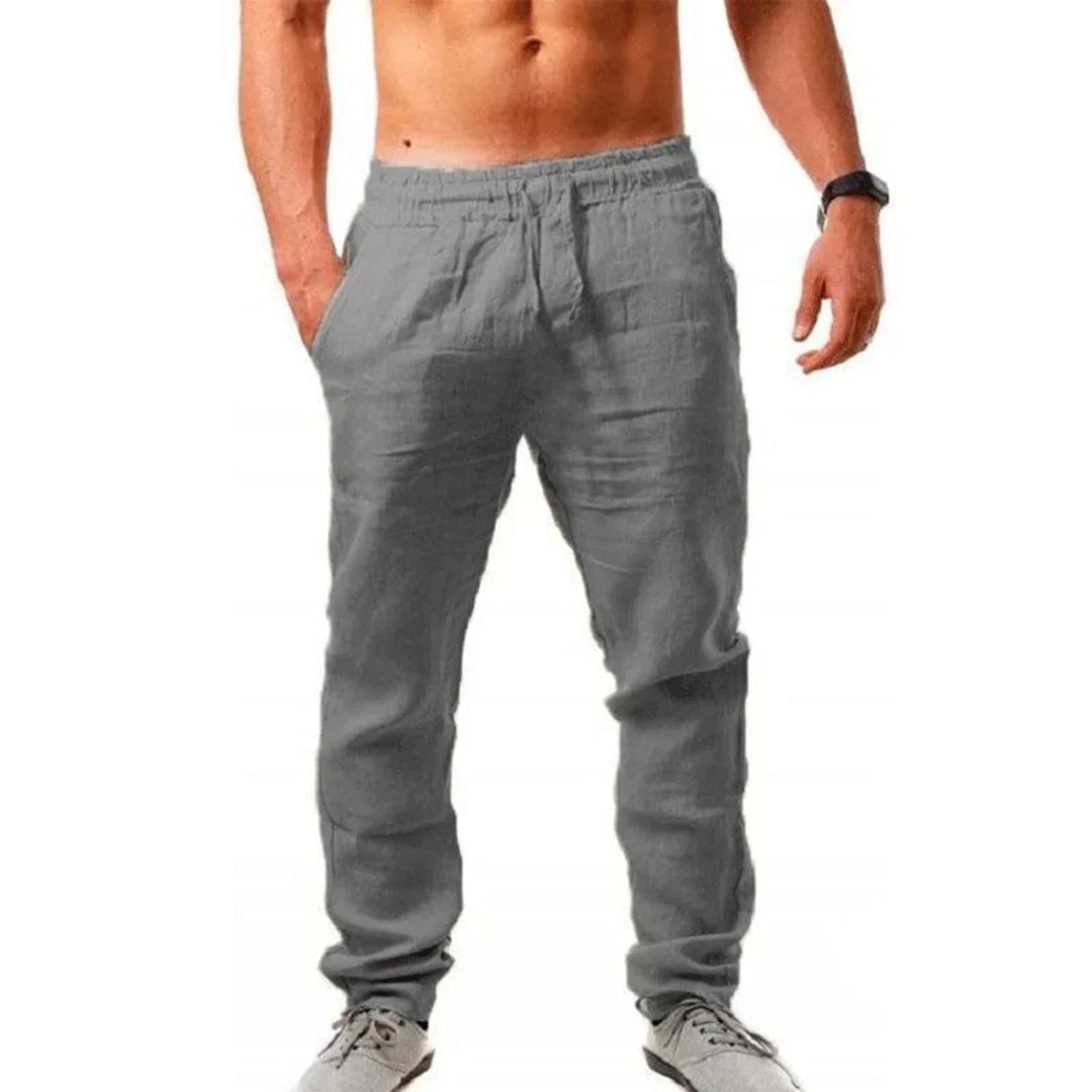 Pantalon en Lin Homme Léger et Élastique – Confortable pour Été, Ajustement Régulier, Idéal pour Occasions Décontractées-4