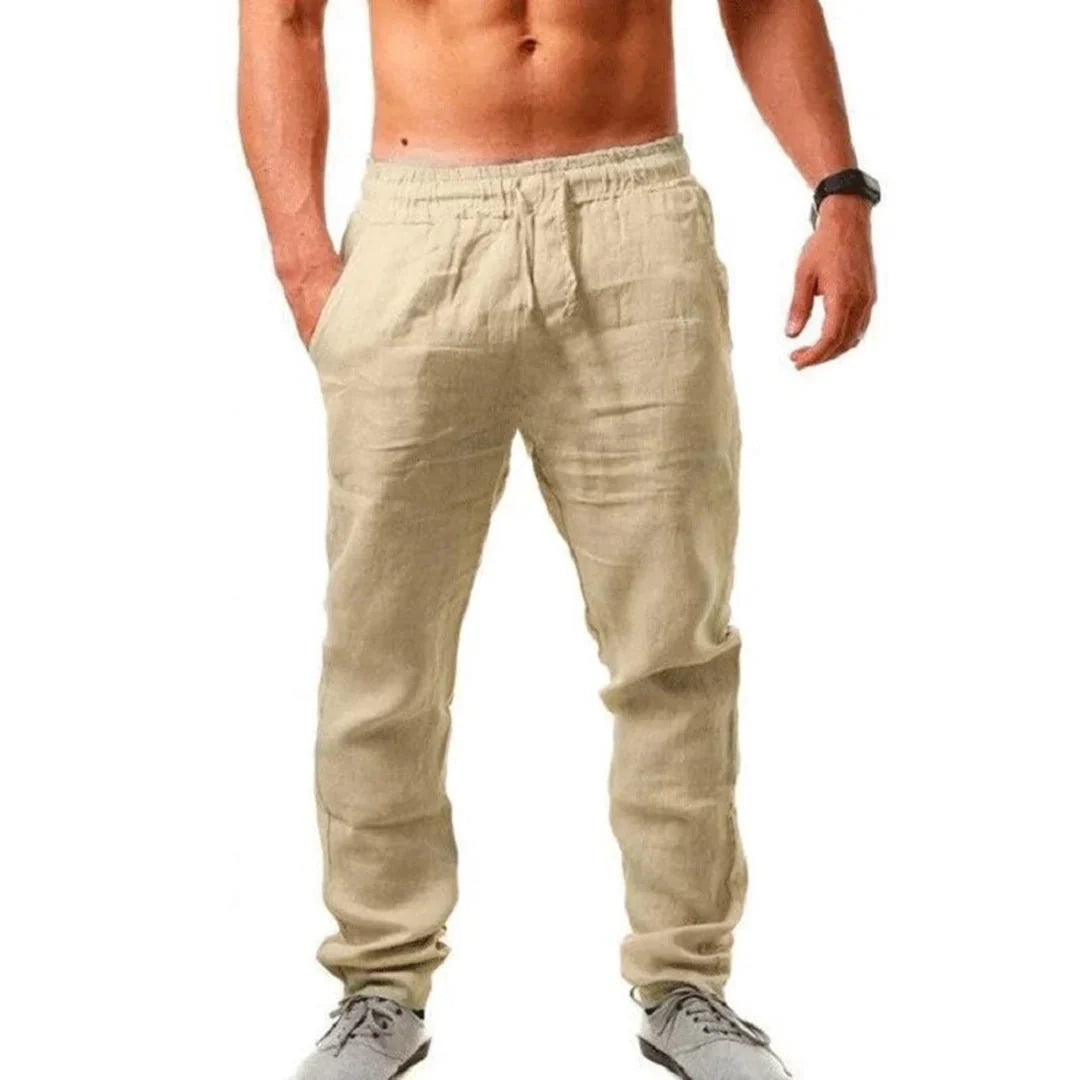 Pantalon en Lin Homme Léger et Élastique – Confortable pour Été, Ajustement Régulier, Idéal pour Occasions Décontractées-1