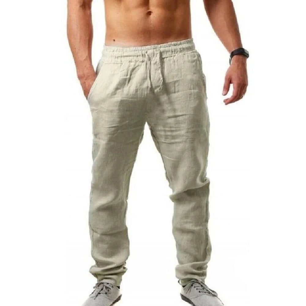 Pantalon en Lin Homme Léger et Élastique – Confortable pour Été, Ajustement Régulier, Idéal pour Occasions Décontractées-2