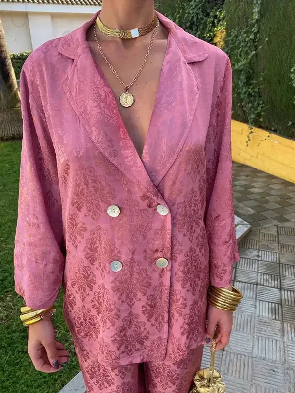Ensemble Blazer Femme Chic avec Détails Froncés et Pantalon Stretch – Élégance et Confort au Quotidien 3