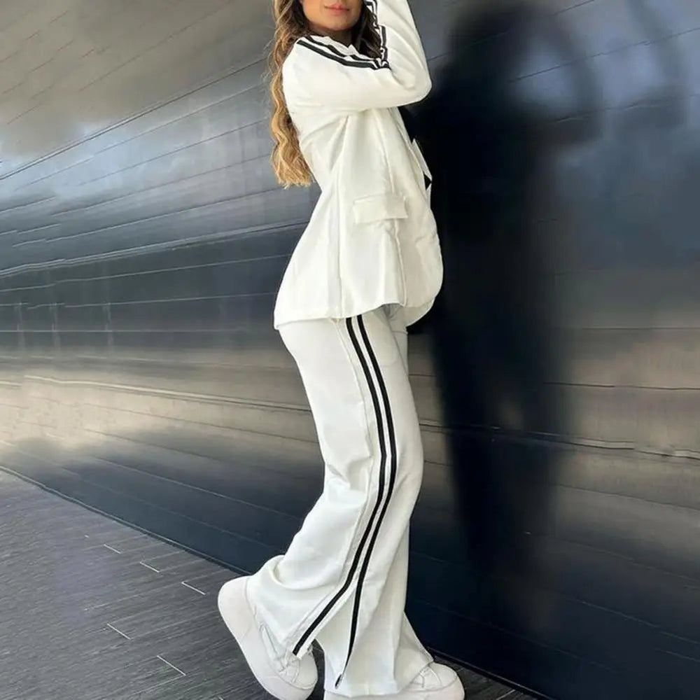 Ensemble Blazer à Revers et Pantalon Large pour Femme – Élégance et Confort 1