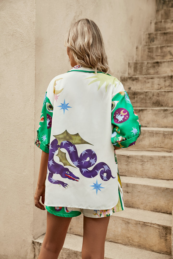 Ensemble Deux Pièces Maya - Chemise Oversize et Shorts Fluides Imprimés Vibrants, Tissu Doux et Respirant, Taille S à L 8