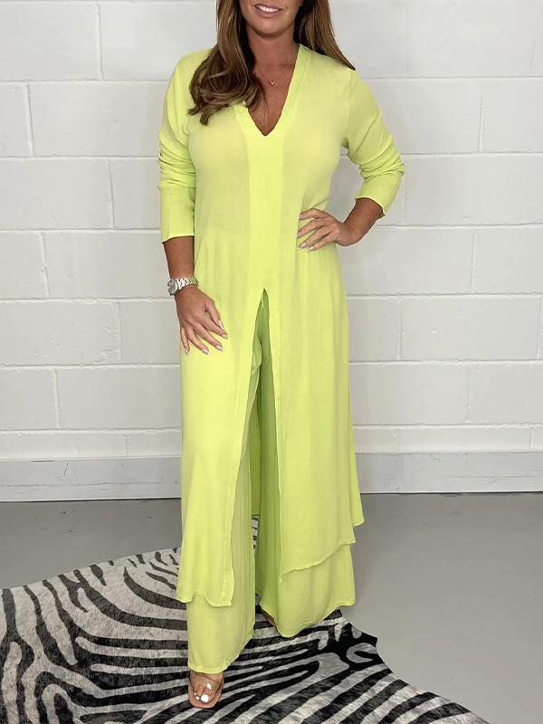 Ensemble Femme Décontracté à Deux Pièces avec Blouse et Pantalon Élastique 4