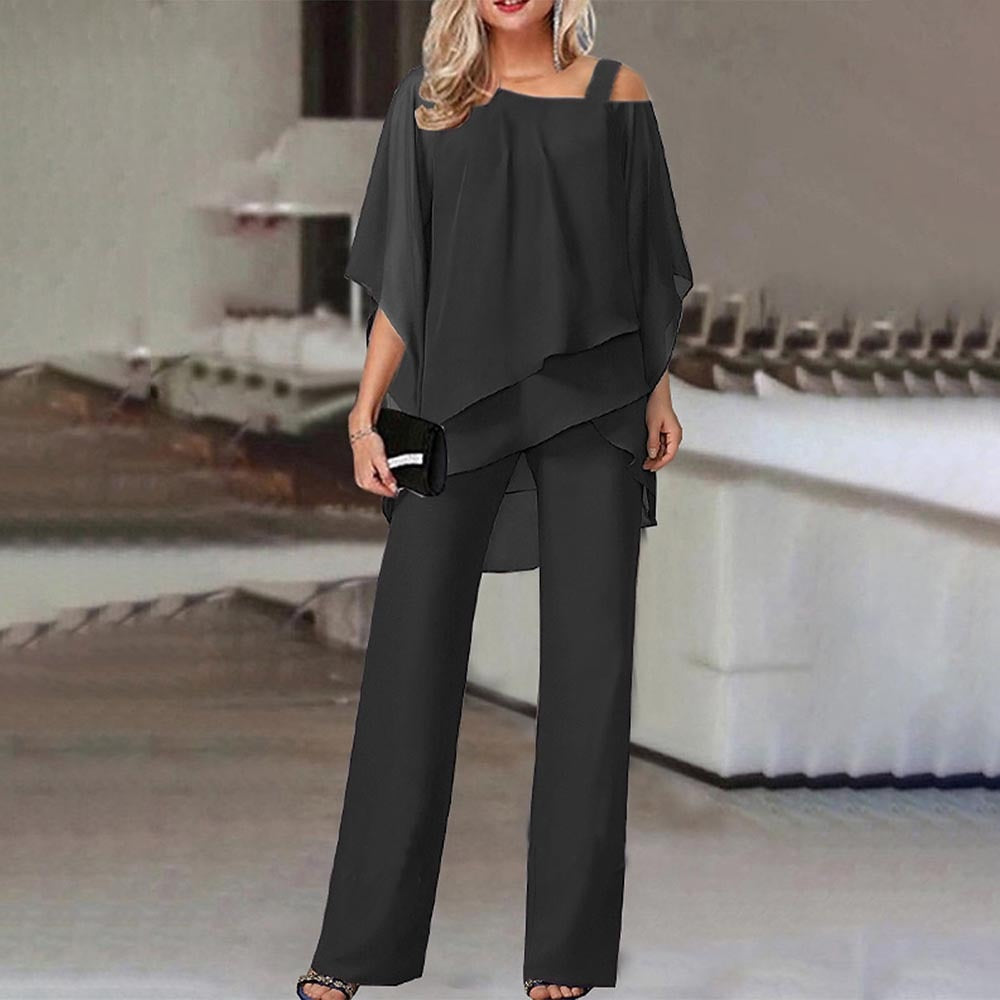 Ensemble Femme à Épaules Dégagées en 2 Pièces – Tissu Léger et Fluide pour un Style Élégant 0