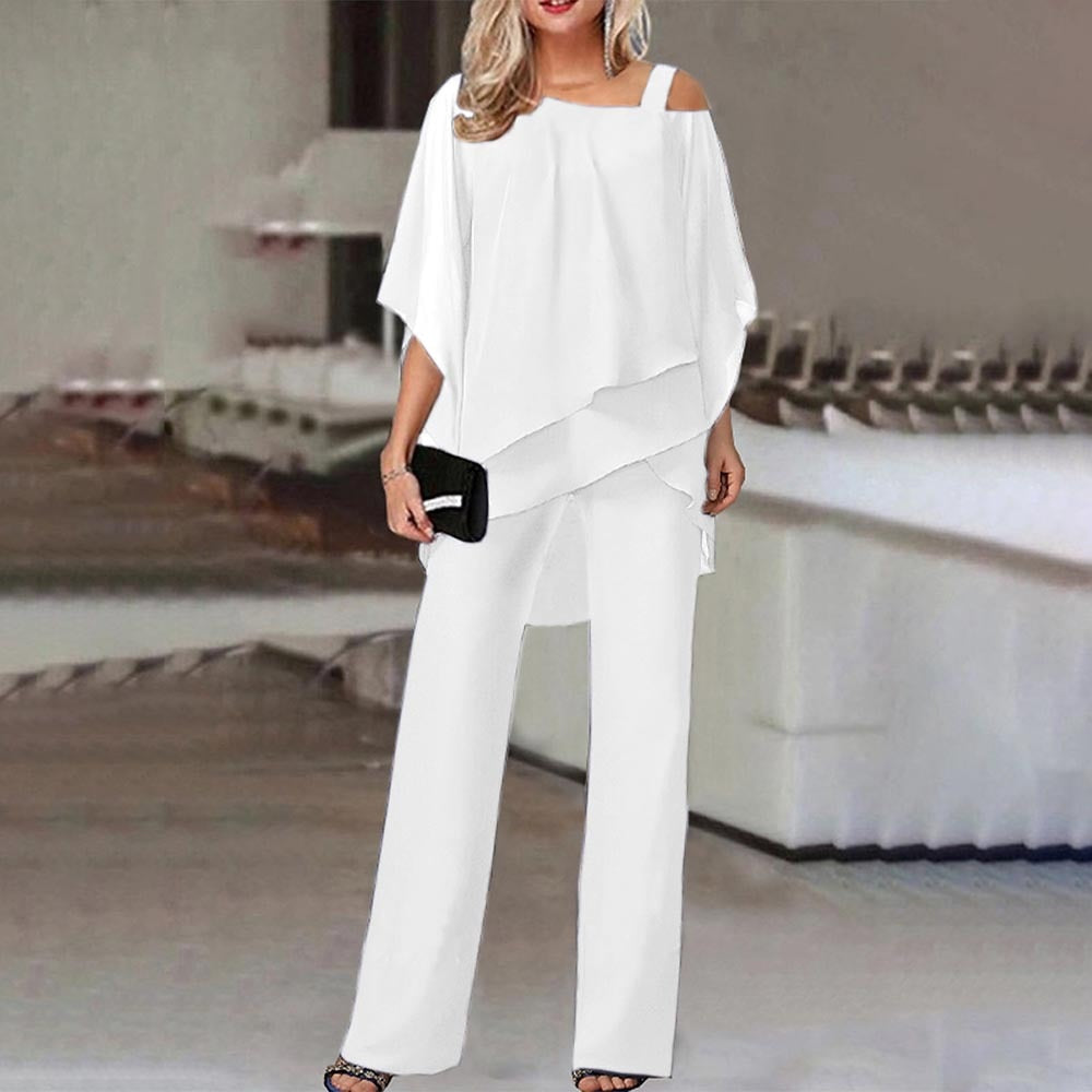 Ensemble Femme à Épaules Dégagées en 2 Pièces – Tissu Léger et Fluide pour un Style Élégant 1