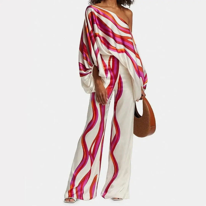 Ensemble Tailleur Femme Chic à Manches à Lanterne et Pantalons Larges – Élégant et Confortable pour Été 0