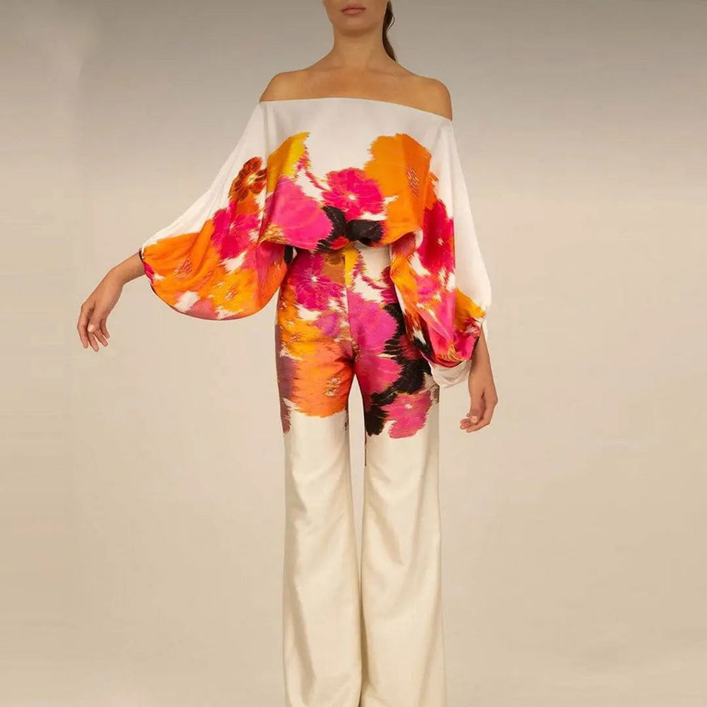 Ensemble Tailleur Femme Chic à Manches à Lanterne et Pantalons Larges – Élégant et Confortable pour Été 1