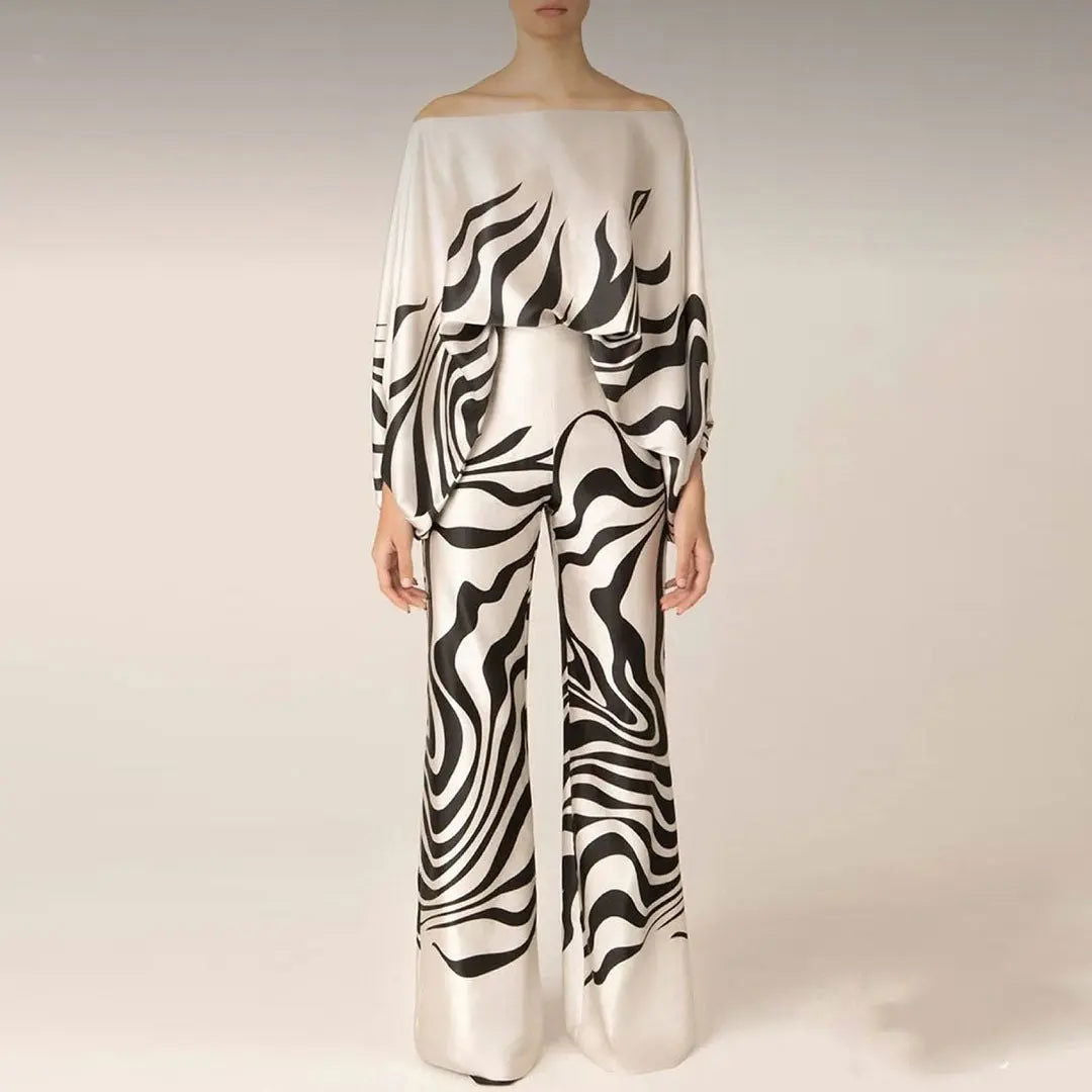 Ensemble Tailleur Femme Chic à Manches à Lanterne et Pantalons Larges – Élégant et Confortable pour Été 3