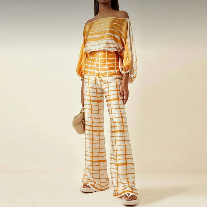 Ensemble Tailleur Femme Chic à Manches à Lanterne et Pantalons Larges – Élégant et Confortable pour Été 7