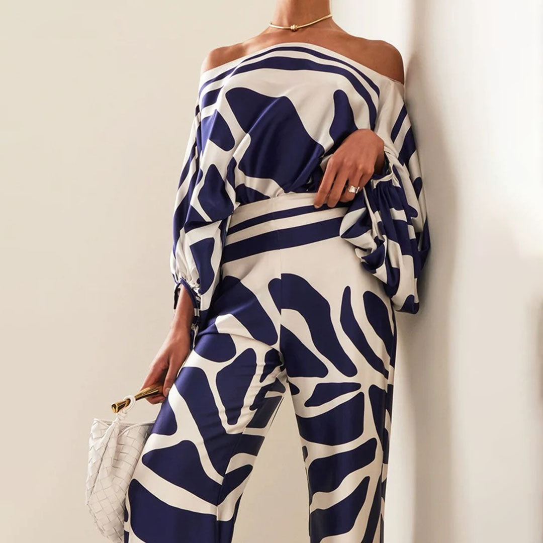 Ensemble d'Été Élégant à Deux Pièces avec Manches Lanternes et Pantalons Amples 8