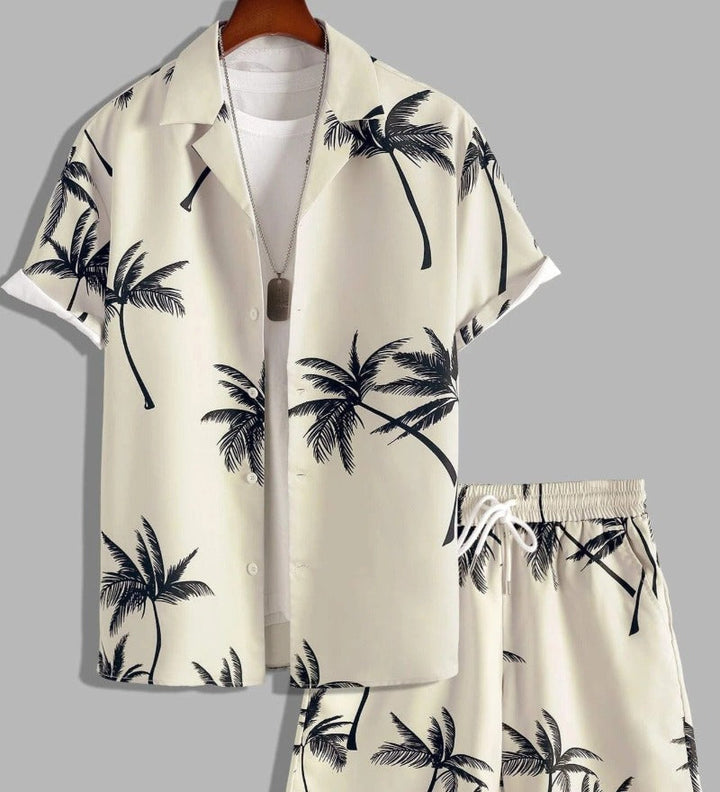 Ensemble d'Été pour Homme en 2 Pièces avec Motif Tropical – Short et Chemise Légers 0