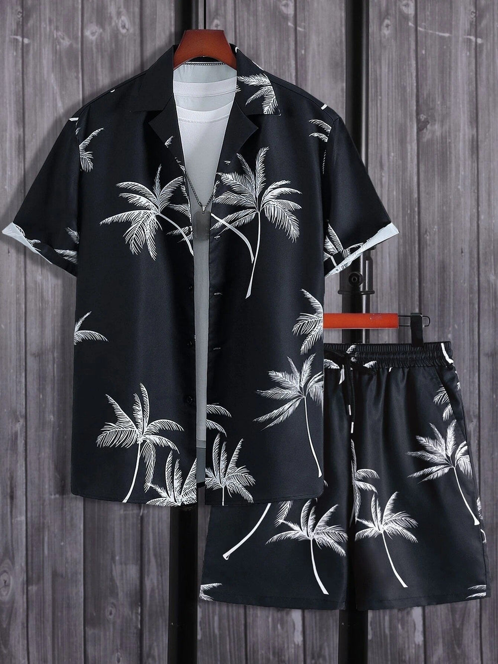 Ensemble d'Été pour Homme en 2 Pièces avec Motif Tropical – Short et Chemise Légers 1
