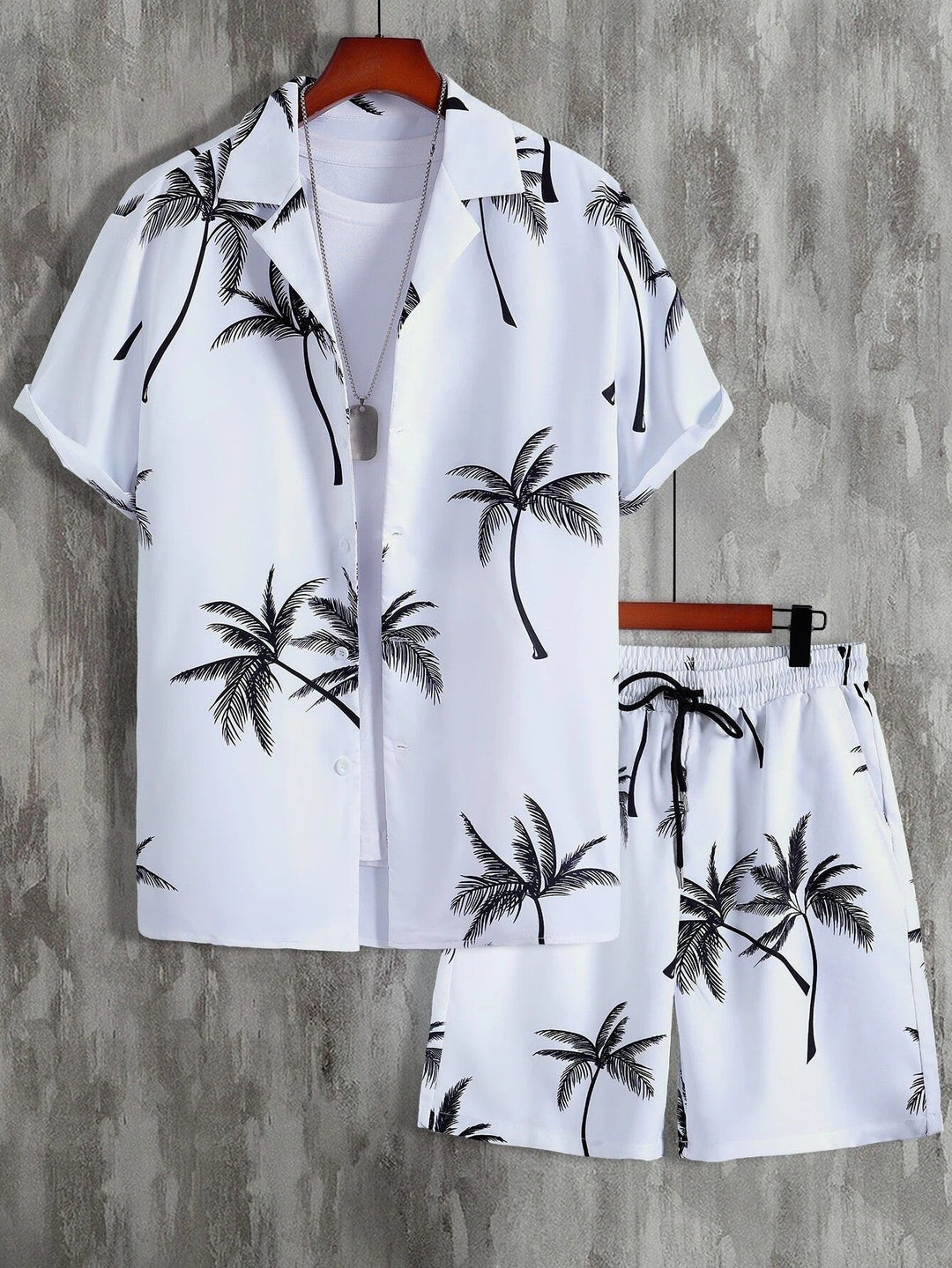 Ensemble d'Été pour Homme en 2 Pièces avec Motif Tropical – Short et Chemise Légers 3