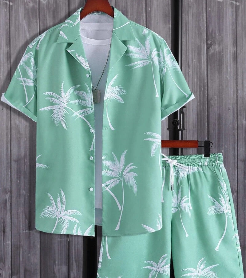 Ensemble d'Été pour Homme en 2 Pièces avec Motif Tropical – Short et Chemise Légers 4