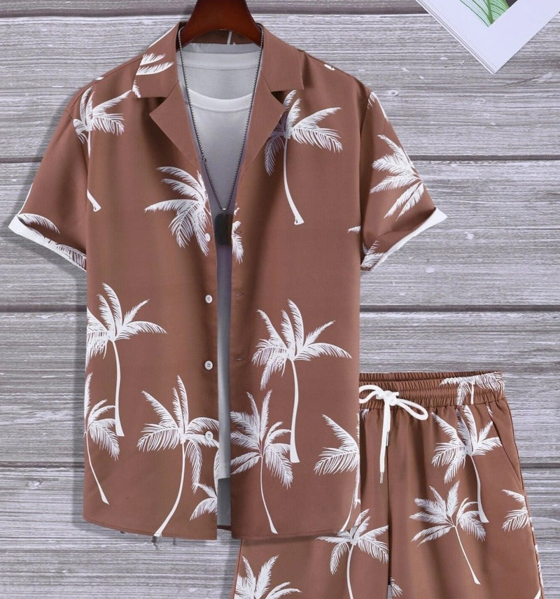 Ensemble d'Été pour Homme en 2 Pièces avec Motif Tropical – Short et Chemise Légers 5