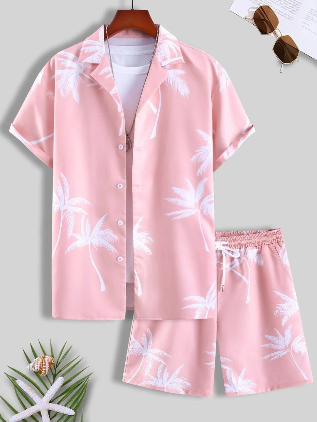 Ensemble d'Été pour Homme en 2 Pièces avec Motif Tropical – Short et Chemise Légers 6