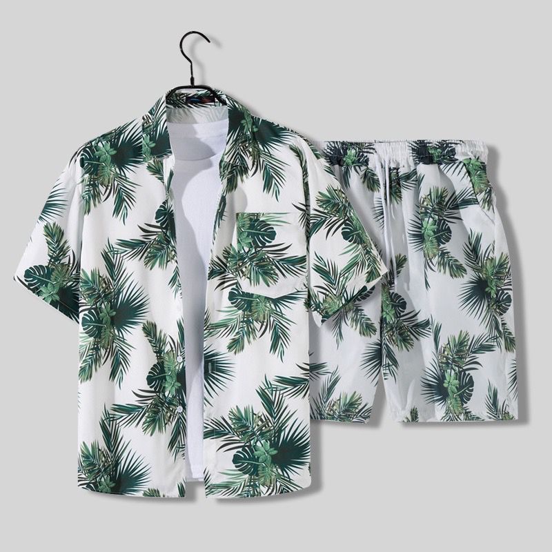 Ensemble d'Été pour Homme en 2 Pièces avec Motif Tropical – Short et Chemise Légers 8
