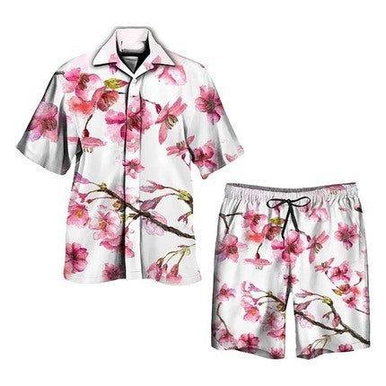 Ensemble d'Été pour Homme en 2 Pièces avec Motif Tropical – Short et Chemise Légers 9