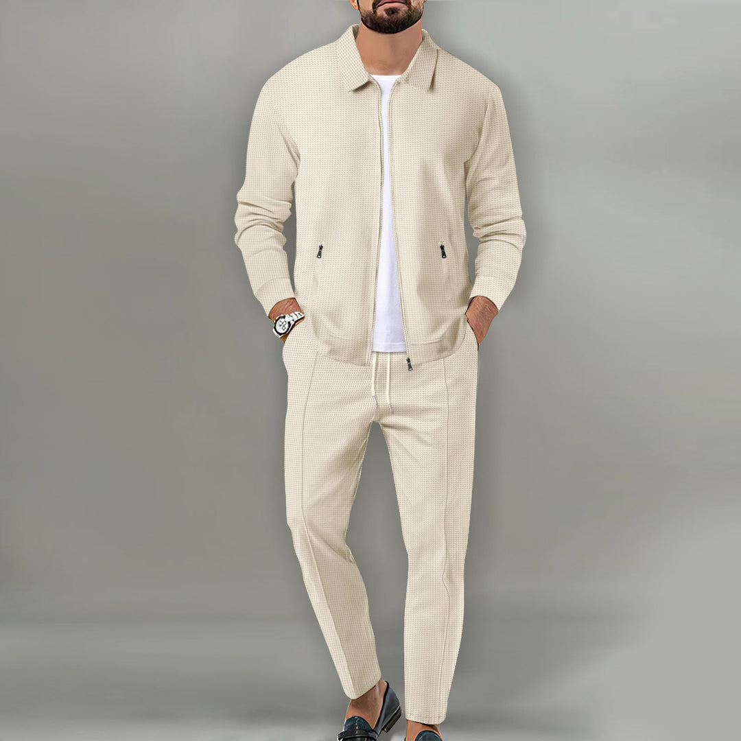 Ensemble de Survêtement Respirant en Poly Mélangé avec Veste à Fermeture Éclair et Pantalon Élastique 0